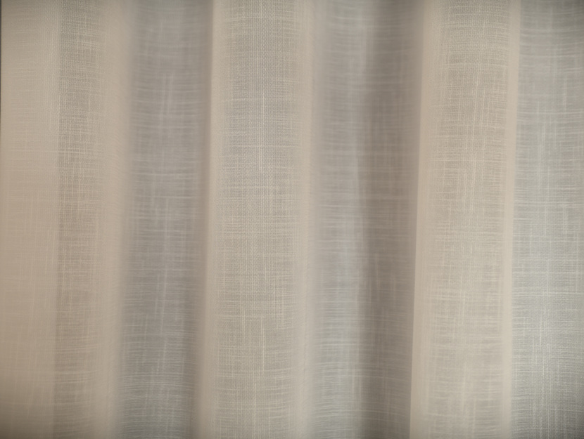 Vorhang mit Leinenoptik, sichtbare Webstruktur, halbtransparent und blickdicht. – Bild 1